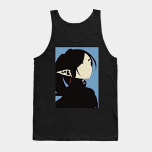 A design featuring Frieren the elf girl character as Frieren the Slayer in minimalist silhouette style from Sousou no Frieren Frieren Beyond Journeys End or Frieren at Funeral anime fall 2023 SNF65 Tank Top